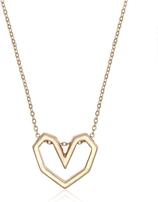 POMINA Open Gold Heart Pendant Trendy Fashion Necklace Chic CZ Love Heart Necklace for Women Teen... | Amazon (US)