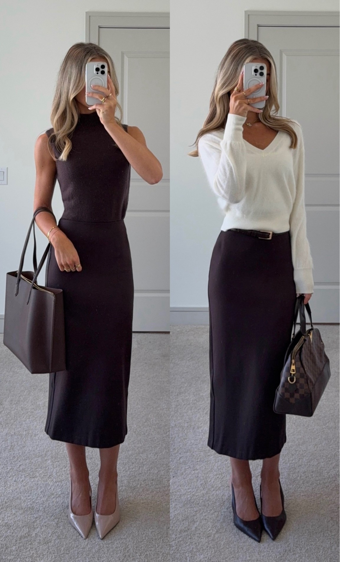 styling brown maxi pencil skirt for the office 💼 @Quince #quincepartner

#LTKootd #LTKWorkwear