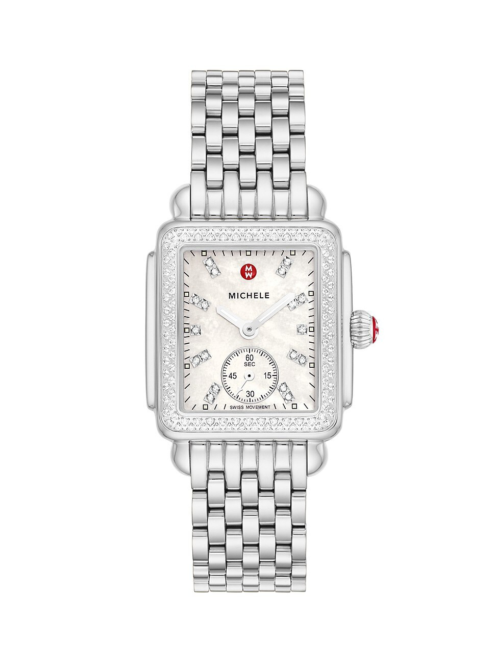Women's Deco Mid Stainless Steel & 0.57 TCW Diamond Bracelet Watch - Silver | Saks Fifth Avenue