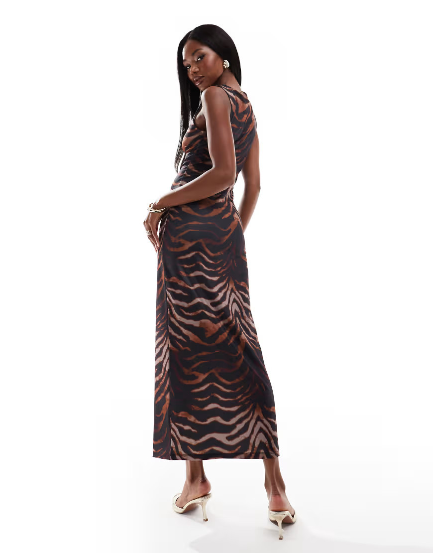 ASOS DESIGN ombre animal print slash neck maxi dress in brown-Multi | ASOS (Global)
