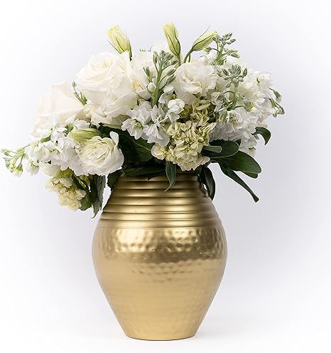 Walbrok Gold Vase Gold Flower Vase - Decorative Vase, Hammered Gold Vases for Centerpieces, Flowe... | Amazon (US)