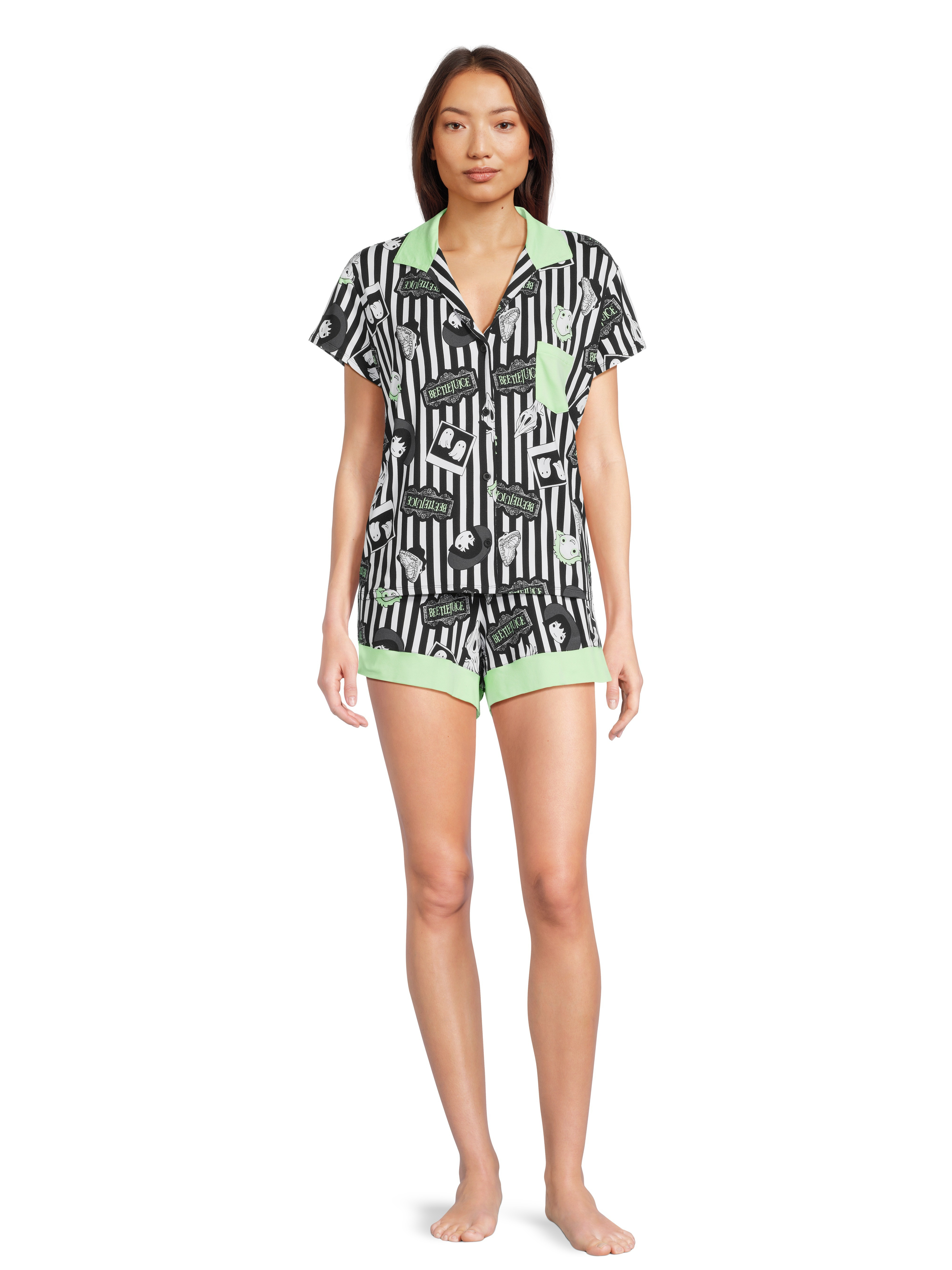 Conjunto de Pijama Top y Shorts de Mujer Warner Bros Beetlejuice, 2 Piezas, Tallas XS-3X | Walmart (US)