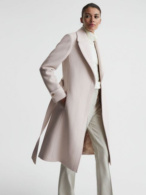 Reiss Neutral Tor Relaxed Wool Blend Belted Coat | Reiss US