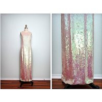 Rare Dazzling Iridescent Sequin Gown // Opalescent Pink Sequined Beaded Dress Pearlescent | Etsy (US)