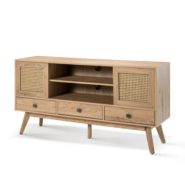 14 Karat Home Modern Wooden TV Stand for TVs up to 65'', Entertainment Center TV Cabinet with 3 D... | Walmart (US)