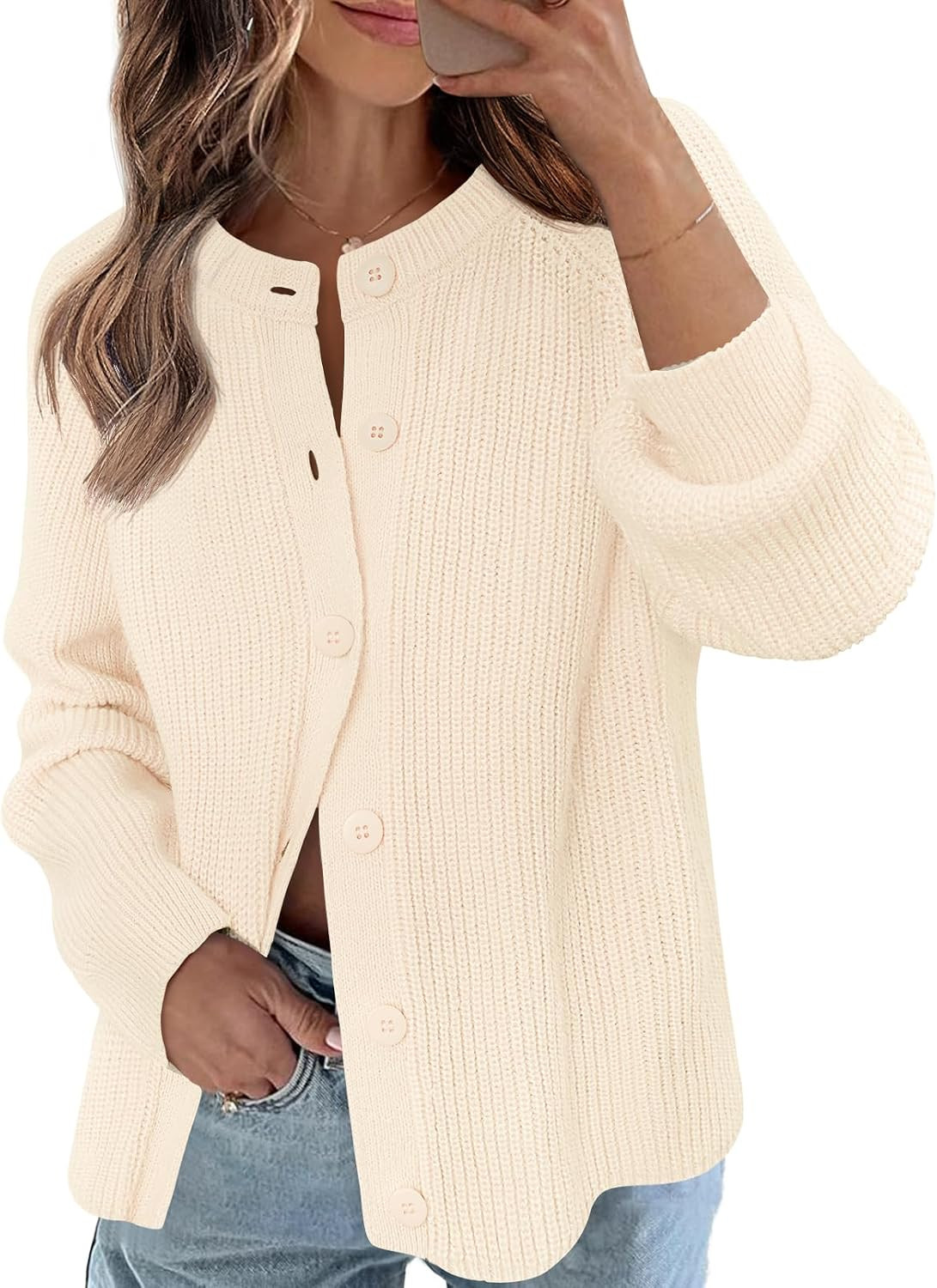 MEROKEETY Women's Fall Long Sleeve Button Up Cardigan Sweater | Amazon (US)