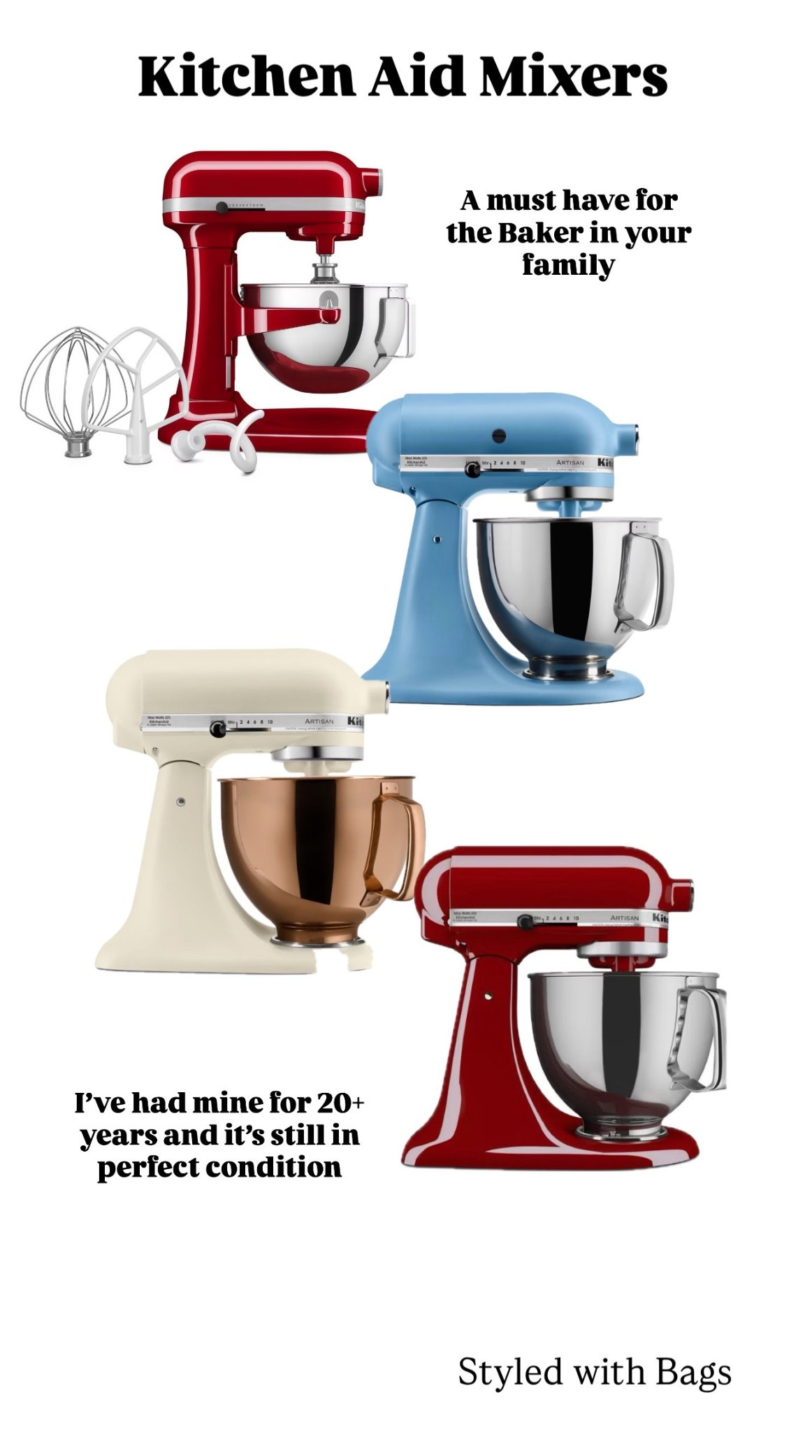 These are def an investment, but they are an investment for a lifetime.  Mine is over 20 years old and has had no issues, never broken and works perfectly

Gifts for her, gifts for a baker, essential baker necessities for the kitchen, best gifts for a baker, best gifts for a cook, best wedding present gifts, gifts for new home owners, kitchen mixers that looks good, 

#LTKfoodie #LTKHoliday #LTKCyberWeek