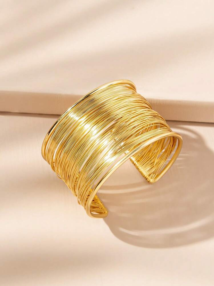 1pc Women's Simple & Delicate Fashionable Open Bangle With Metal Decoration | SHEIN