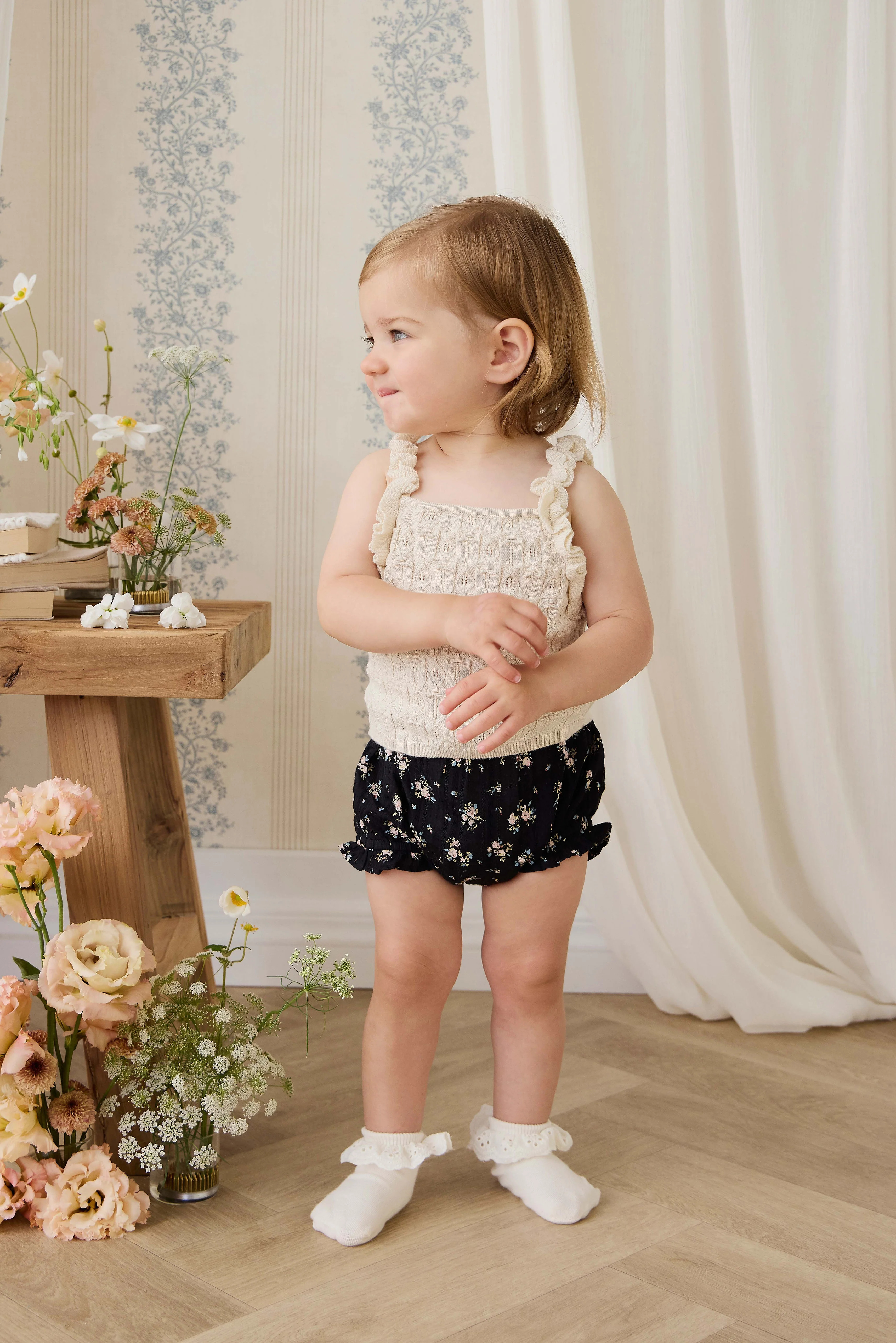 Organic Cotton Frill Bloomer - Cassie Caviar | Jamie Kay