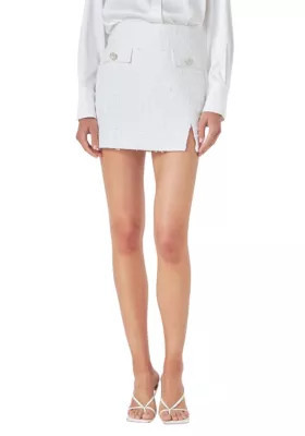 Endless Rose Women's Tweed Skirt, White, Small | Belk