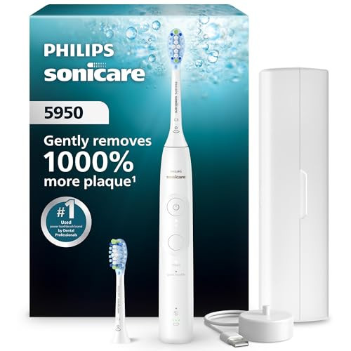 Philips Sonicare 5950 Series Electric Toothbrush, with Pressure Sensor, for Sensitive Gums, 6 Brushing Settings, SmarTimer, BrushPacer, 21-Day Runtime, Travel Case, White, HX7130/03 | Amazon (US)
