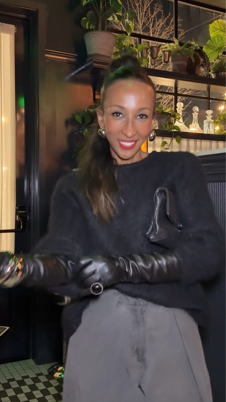 Sometimes you just have to make a look your own. I tucked in the sweater and added long gloves to elevate the outfit. Then I pinned the pants hem tighter to create a slight taper so they sit more fitted and show the shoes better. Tiny tweaks, big difference. Outfit of the night 🤍

Give me “love it” if this look is your vibe.

Outfit of the night for a chic night out. How I tweak my outfits to feel more intentional. Simple styling tips that change proportions. How to elevate an everyday outfit with small details.