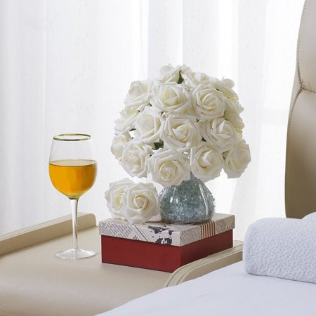 Artificial Flower 50pcs Fake Flowers with Stems, White Rose for Gif DIY Wedding Centerpieces Arrange | Walmart (US)