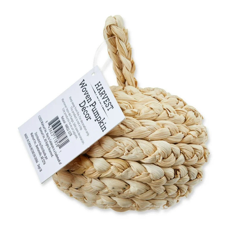 4.3-in Harvest Woven Corn Husk Pumpkin, Light Brown, Tabletop Decoration, Way to Celebrate! | Walmart (US)