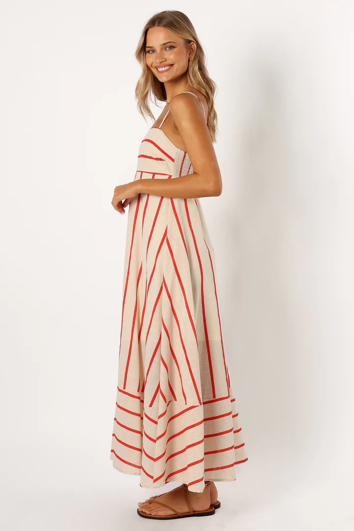 Brea Maxi Dress - Cream Stripe | Petal & Pup (US)