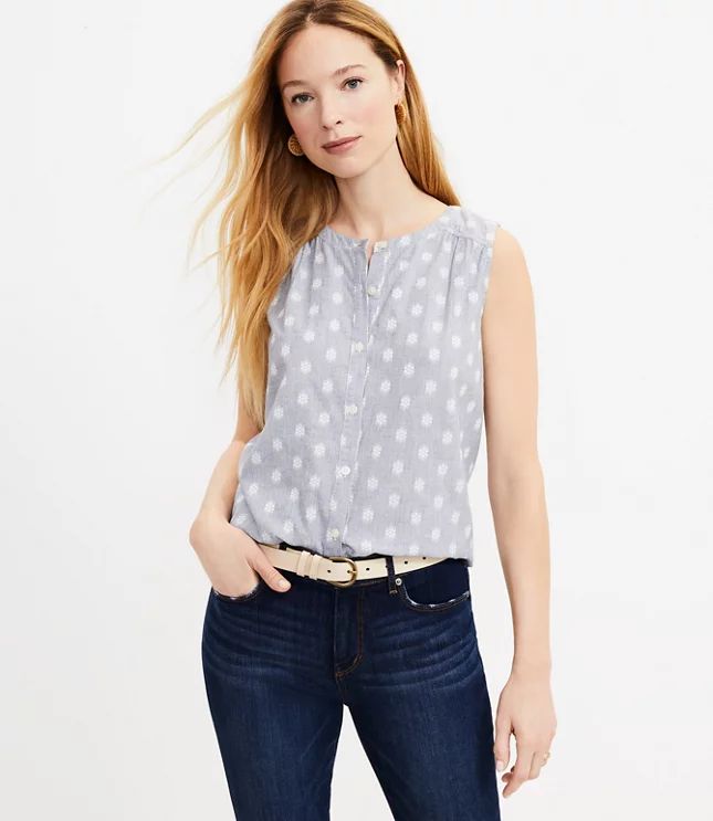 Clip Pinstripe Sleeveless Shirt | LOFT