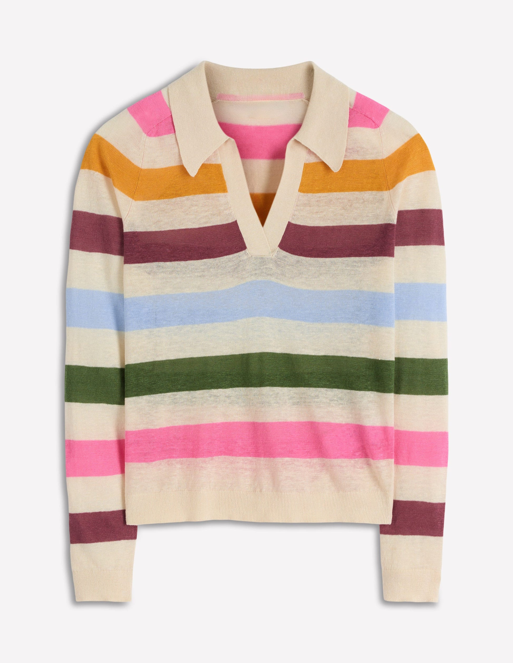 Agnes Collared Linen Jumper-Multi, Rainbow | Boden (US)