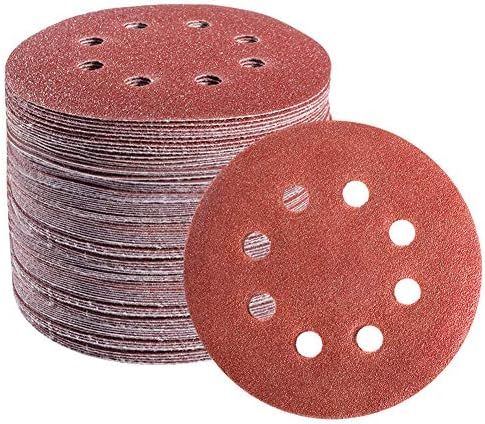 S SATC 72 PCS 5 Inch 8 Hole Hook and Loop Adhesive Sanding Discs Sandpaper for Random Orbital San... | Amazon (US)