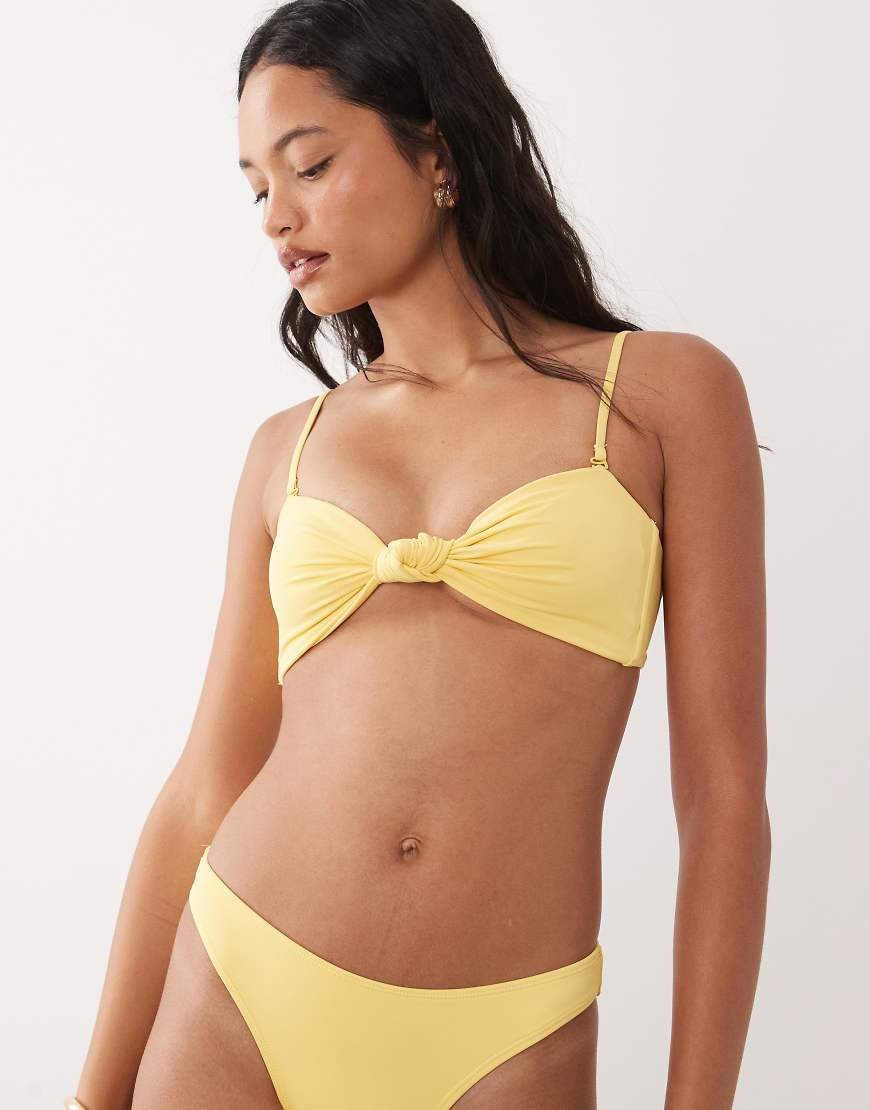 Good American matte twist bikini bandeau bikini top in lemon - part of a set-Yellow | ASOS (Global)