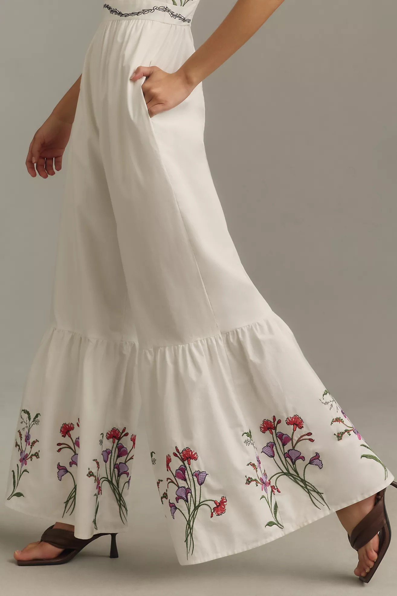 Hutch Floral Embroidered Tiered Jumpsuit | Anthropologie (US)