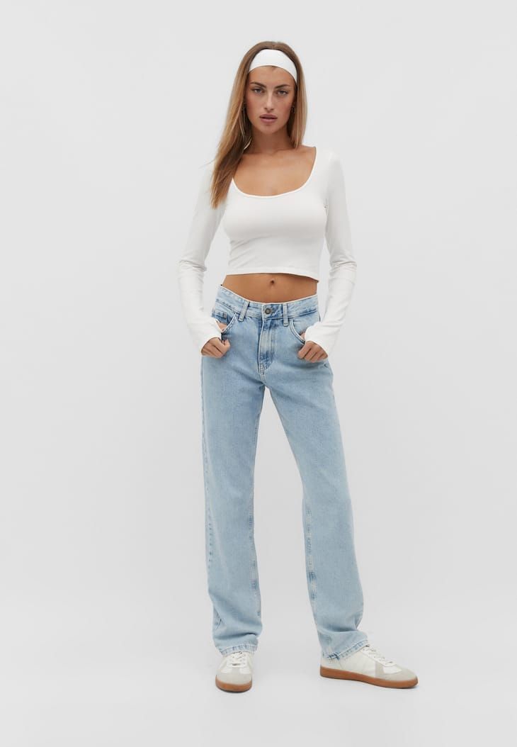 Straight-fit jeans - Women's fashion | Stradivarius United Kingdom | Stradivarius (UK)