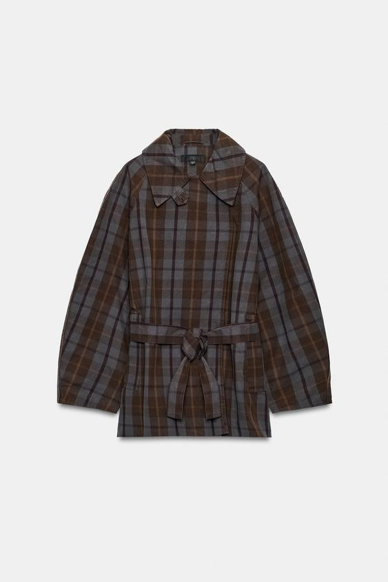 PLAID BELTED TRENCH COAT | Zara US