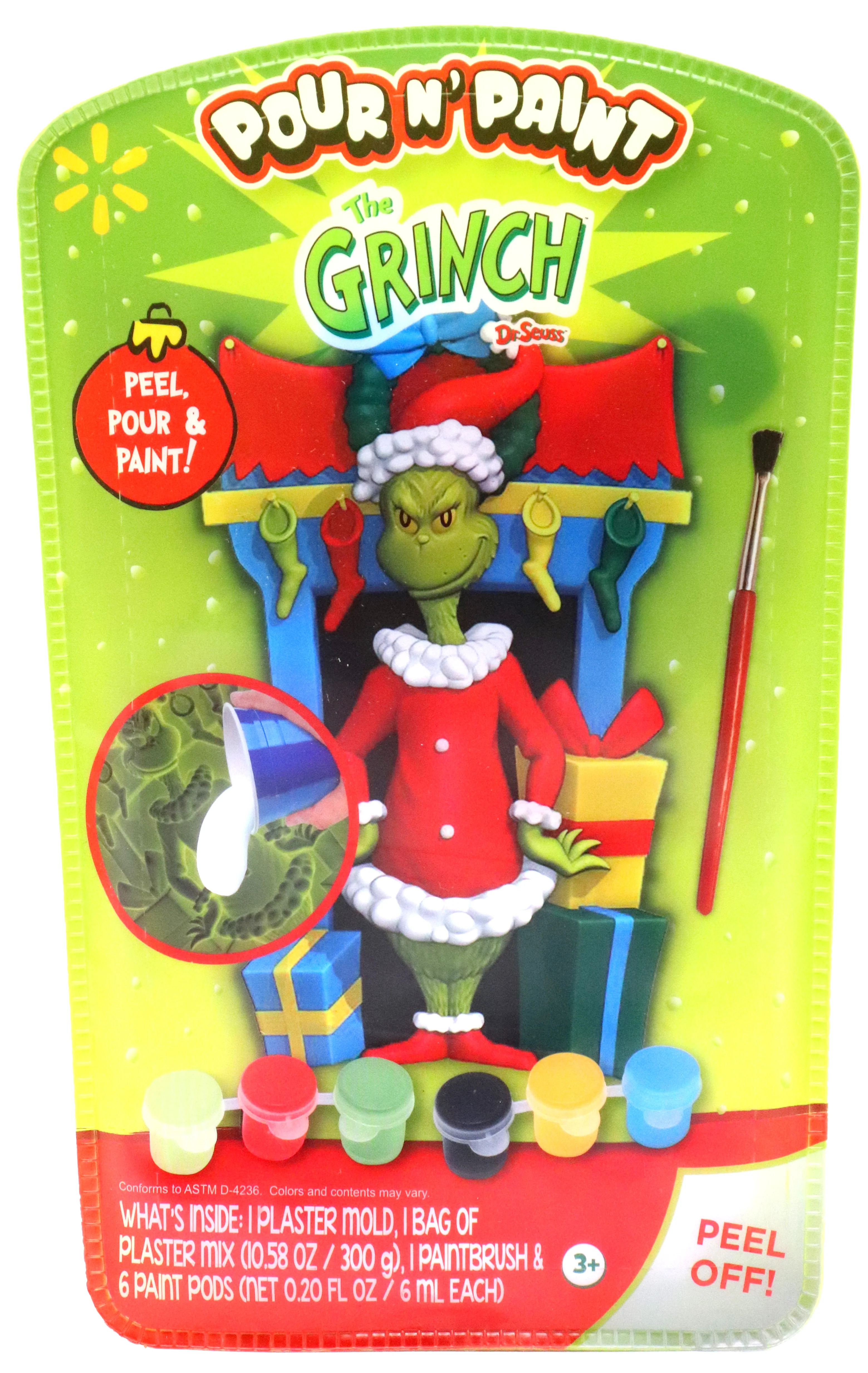 Dr. Suess's Grinch Pour N' Paint DIY Figure, Arts and Crafts Activity Set for Kids Ages 3 and Up,... | Walmart (US)