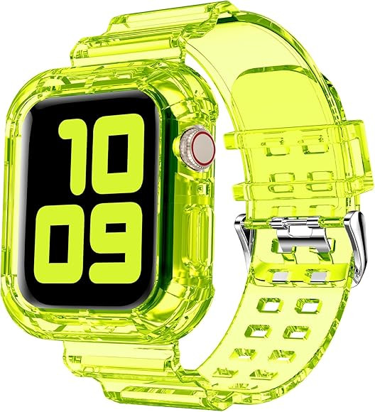 DABAOZA Compatible for Clear Apple Watch Band 38mm 40mm 41mm 42mm 44mm 45mm with Case, Women Girl... | Amazon (US)