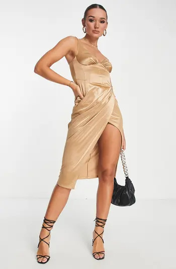 Corset Satin Faux Wrap Cocktail Dress | Nordstrom