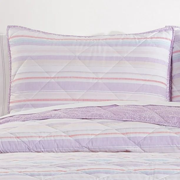Gap Home Lavender Stripe Organic Cotton Blend Quilted Sham Pair, Standard 20x26 - Walmart.com | Walmart (US)