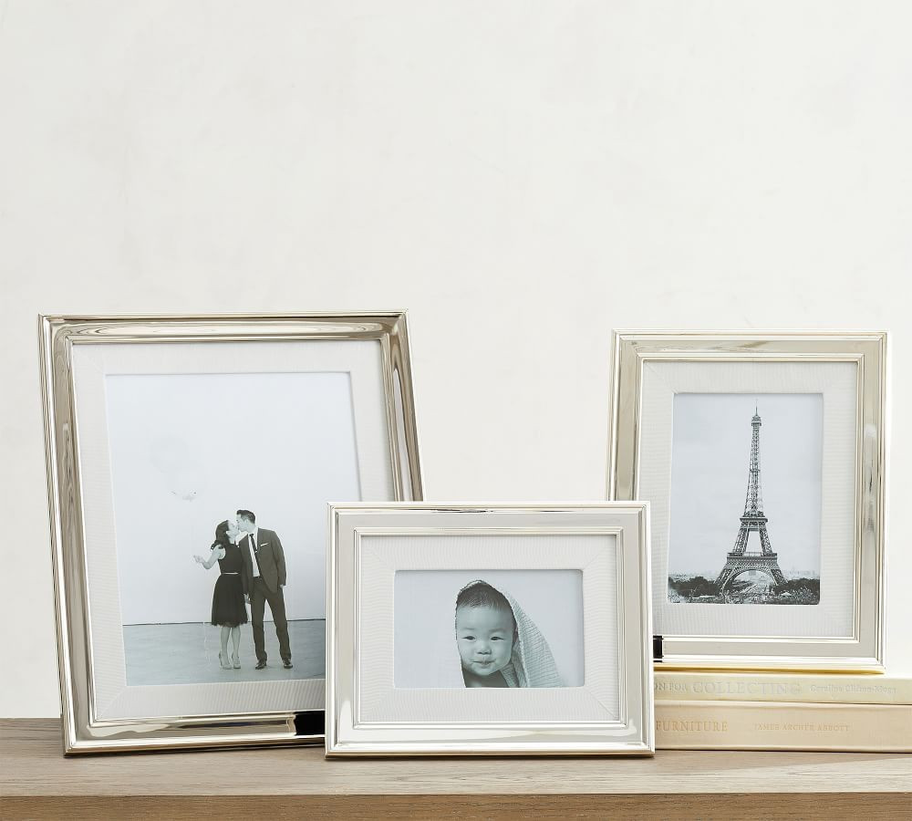 Personalized Silver-Plated Grosgrain Ribbon Mat Frame - White | Pottery Barn (US)