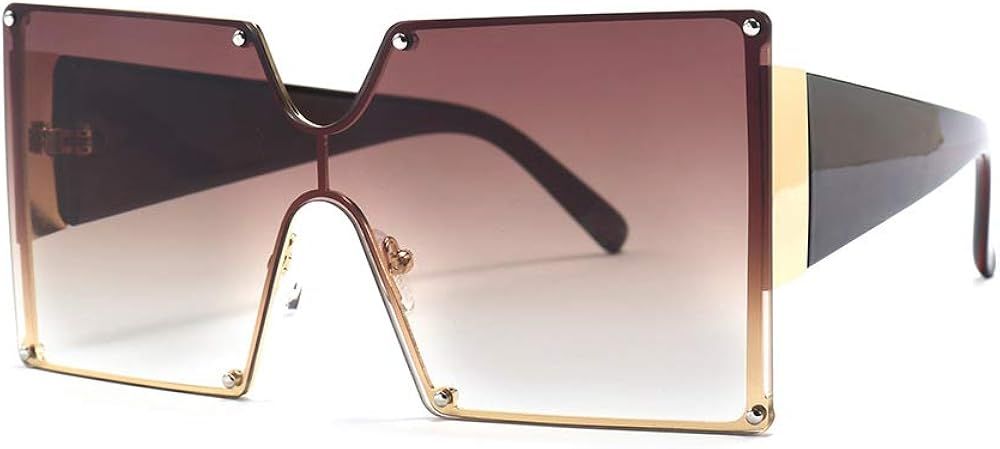 MINCL/Oversized Shield Sunglasses Woman 2019 Fashion Luxury Shades UV400 Vintage Flat Top Futuris... | Amazon (US)
