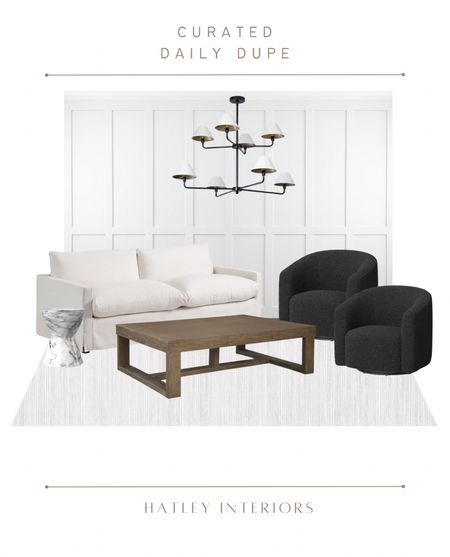 today’s daily dupe styled!

black and white living room, home decor, cb2 dupe, boucle accent chair, barrel chair, swivel chair 

#LTKhome #LTKFind