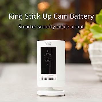 Ring Stick Up Cam Battery HD security camera with two-way talk, Works with Alexa - White | Amazon (US)