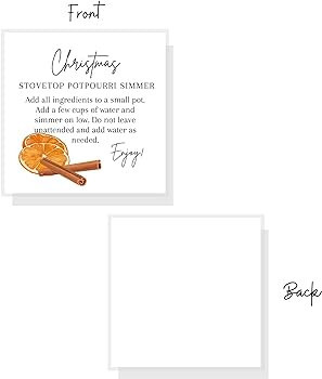 Christmas Stovetop Potpourri Simmer Instruction Cards | 30 Pack | 2.5 x 2.5" inches Square Card |... | Amazon (US)