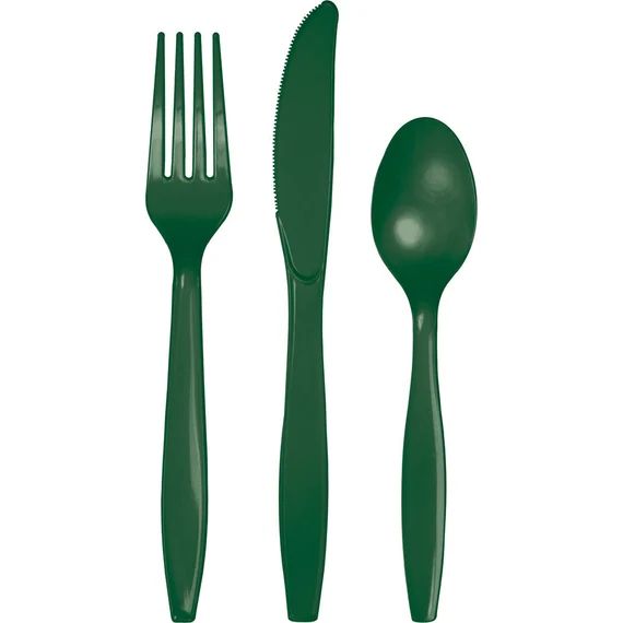 Hunter Green Premium Plastic Cutlery Service for 8  Plastic | Etsy | Etsy (US)