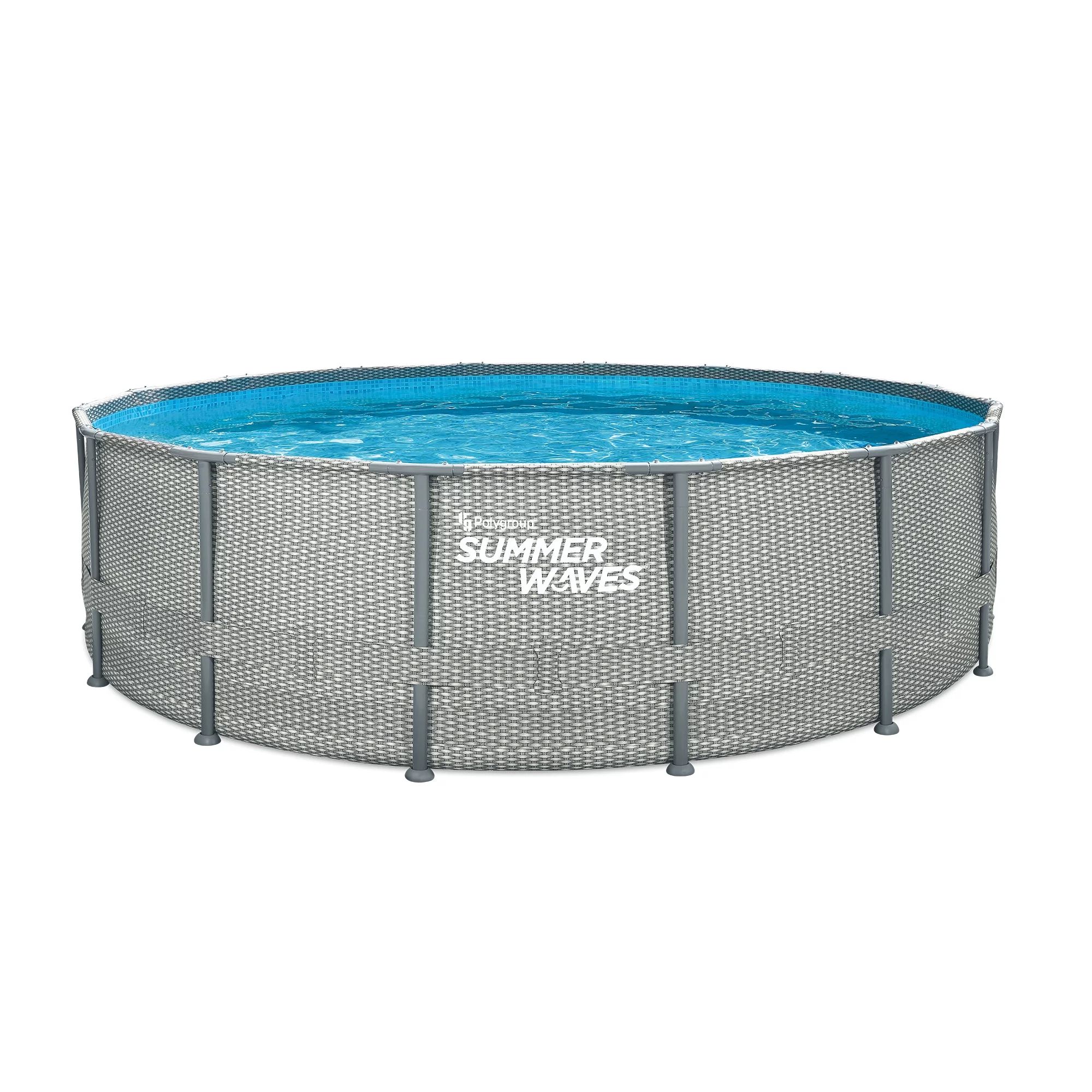 Summer Waves 16 ft Natural Rattan Print Elite Frame Round Above Ground Swimming Pool | Walmart (US)