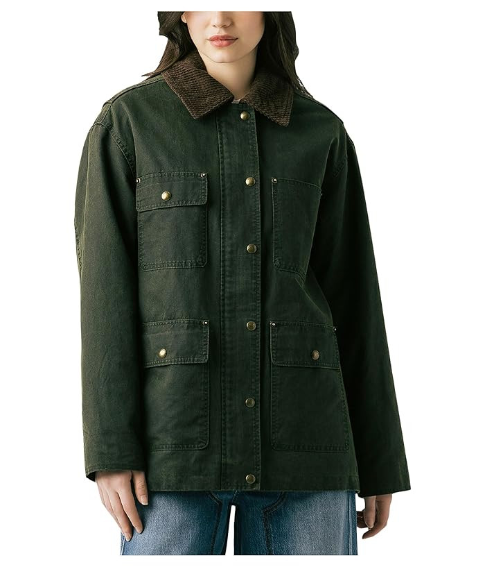 Catching A Break Coated Barn Jacket With Corduroy Collar Detail | Zappos