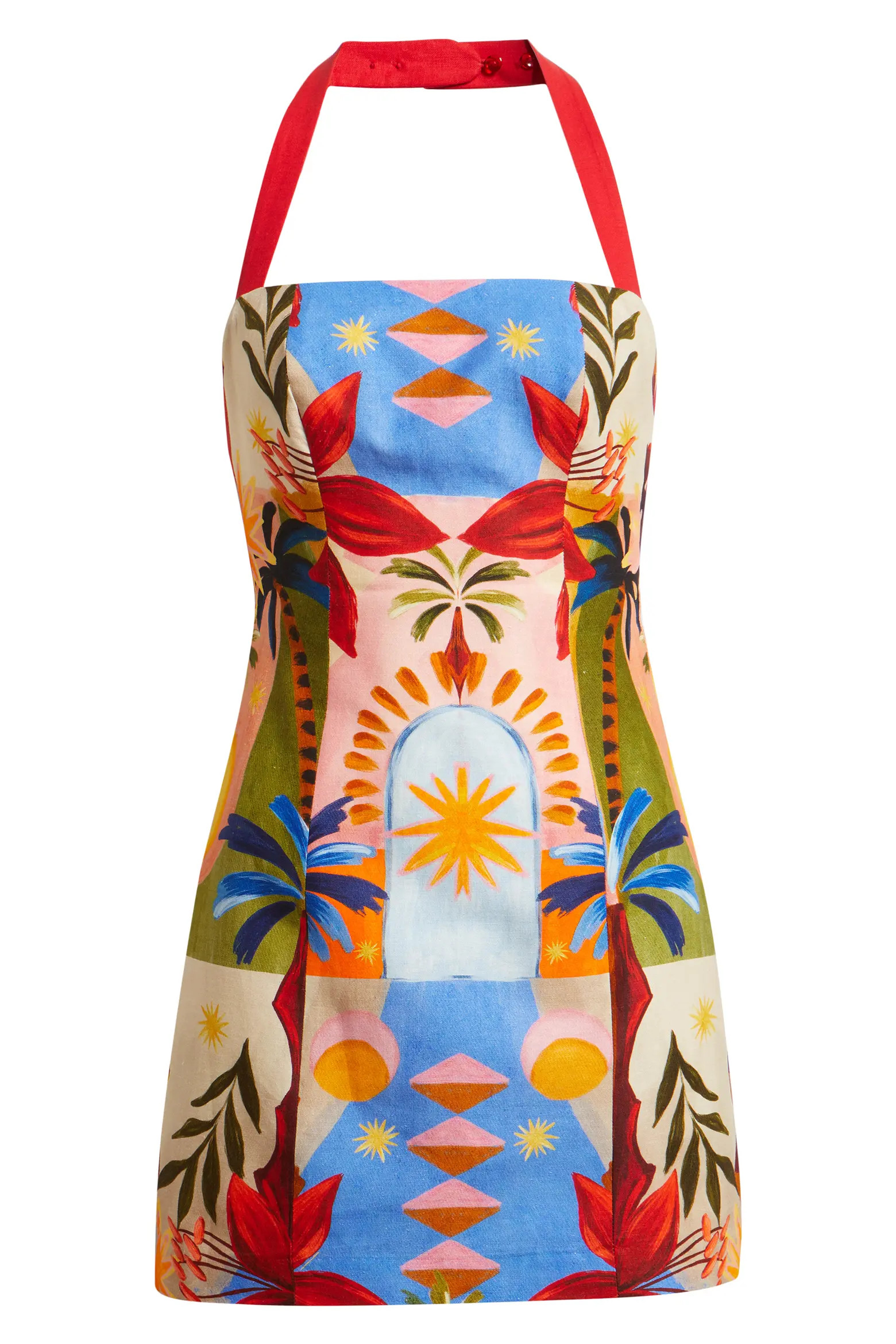 Keely Mixed Print Linen Blend Halter Neck Dress (Women) | Nordstrom | Nordstrom
