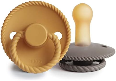FRIGG Rope Natural Rubber Baby Pacifier | Made in Denmark | BPA-Free (Honey Gold/Portobello, 6-18 Mo | Amazon (US)