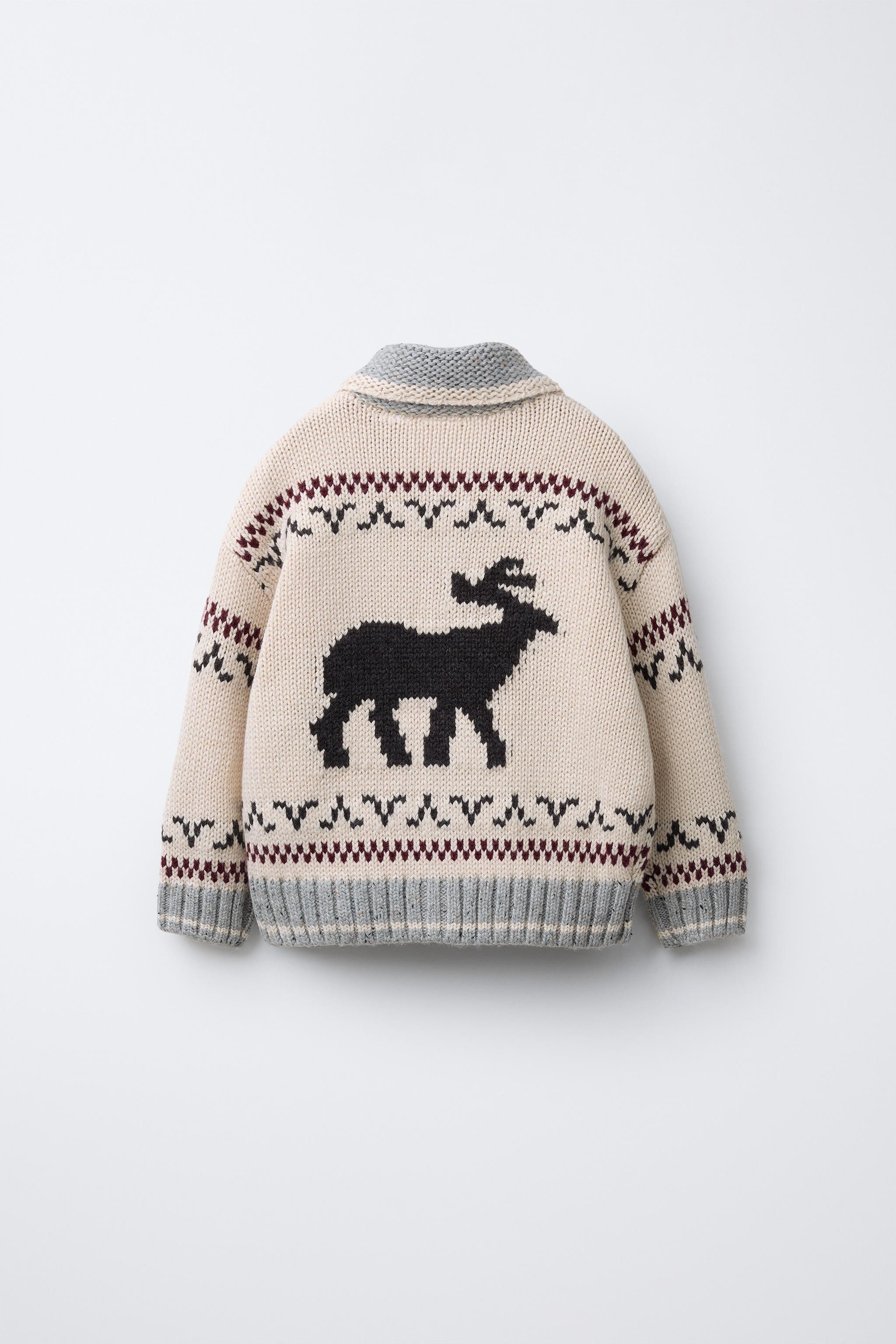 REINDEER KNIT CARDIGAN WITH WOOL | Zara US