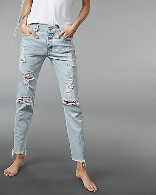 Express Womens High Waisted Ripped Original Vintage Skinny Jeans | Express
