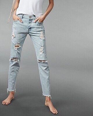 Express Womens High Waisted Ripped Original Vintage Skinny Jeans | Express
