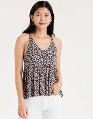 AE Soft & Sexy V-Neck Peplum Tank Top | American Eagle Outfitters (US & CA)