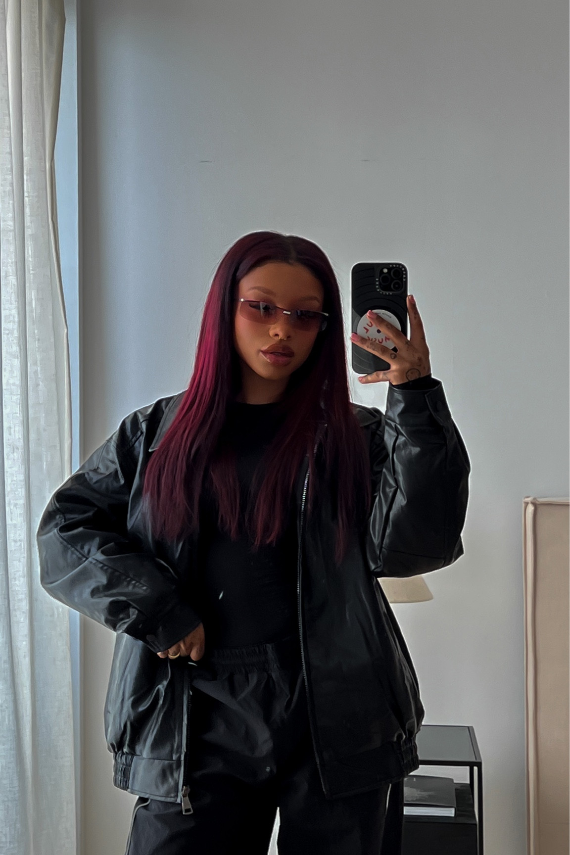 all black outfit of the day 🖤

loving this leather bomber jacket from motel rocks! the sunglasses are from weekday but unfortunately not sold anymore 🥲

#LTKstyletip #LTKfit #LTKSeasonal