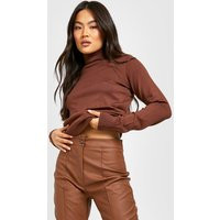 Womens Roll Neck Knitted Jumper - Brown - S | NastyGal UK