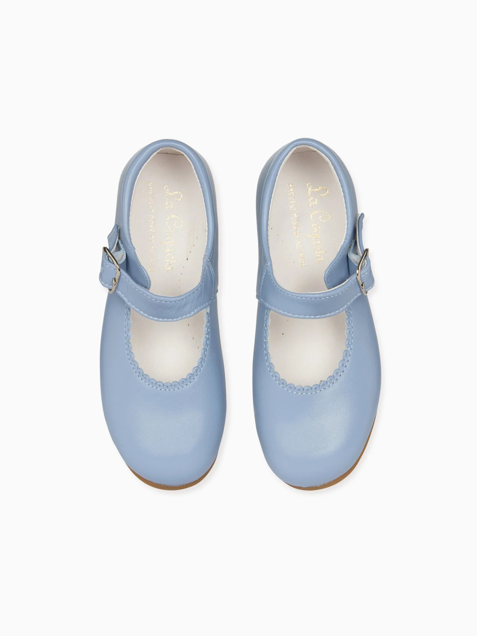 Dusty Blue Leather Toddler Mary Jane Shoes | La Coqueta (US)