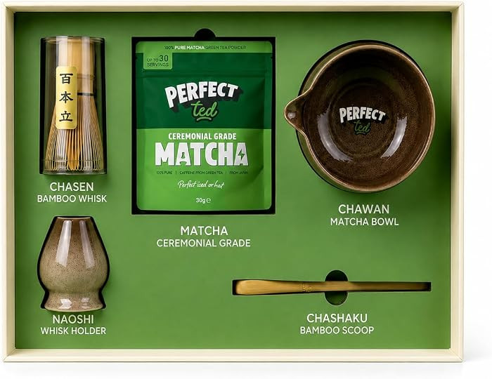 PerfectTed Matcha Set | Ceremonial Grade Matcha | Whisk, Bowl, Bamboo Scoop & Whisk Holder | Japanese Matcha | Amazon (UK)