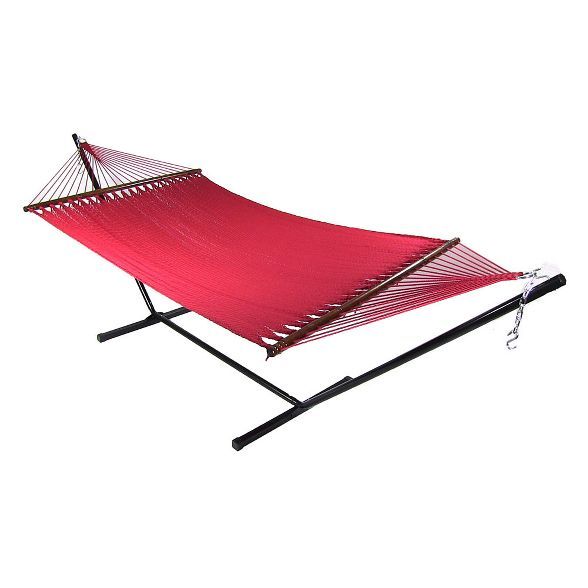 Polyester Double Wide Rope Hammock and Stand - Red - Sunnydaze Decor | Target