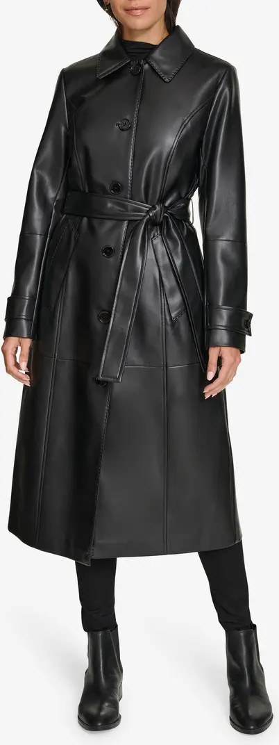 Faux Leather Belted Trench Coat | Nordstrom Rack